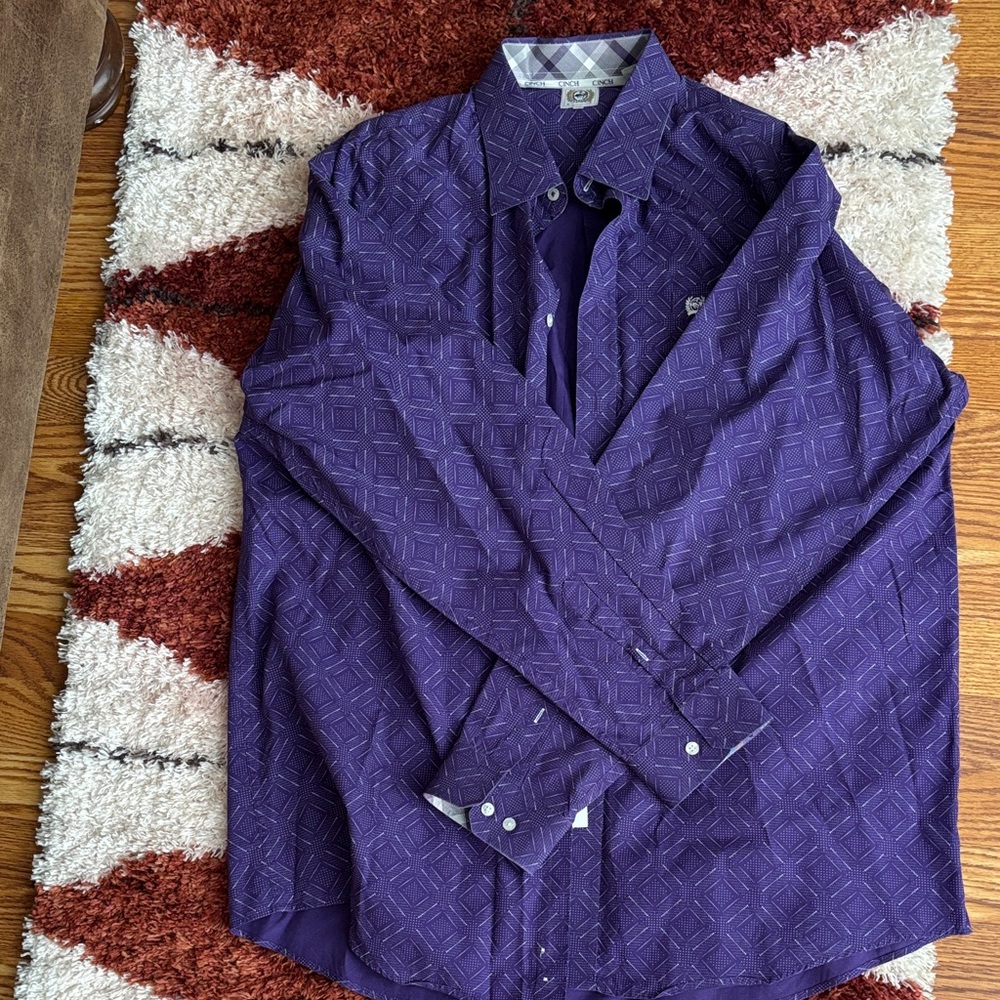 Cinch Men's Geometric Purple Shirt